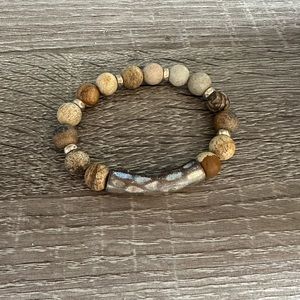 Brown, tan and gold beaded bracelet